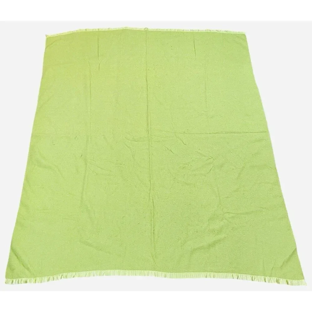 Vintage Light Green Satin Edge Blanket 80 x 66 Unique Color Bed Throw Warm Cozy